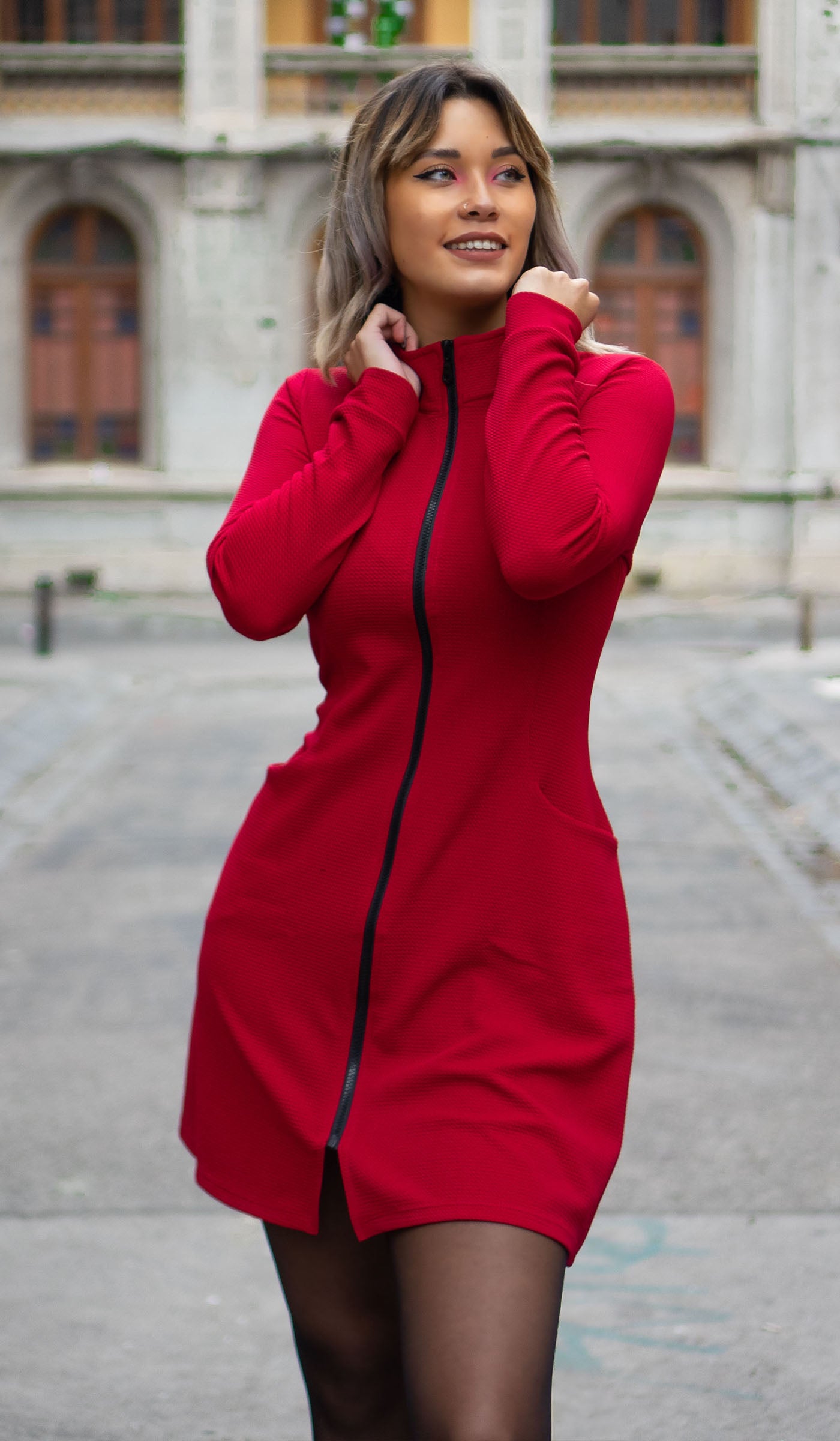 Tapado Vestido Rojo Sofía - vista frontal