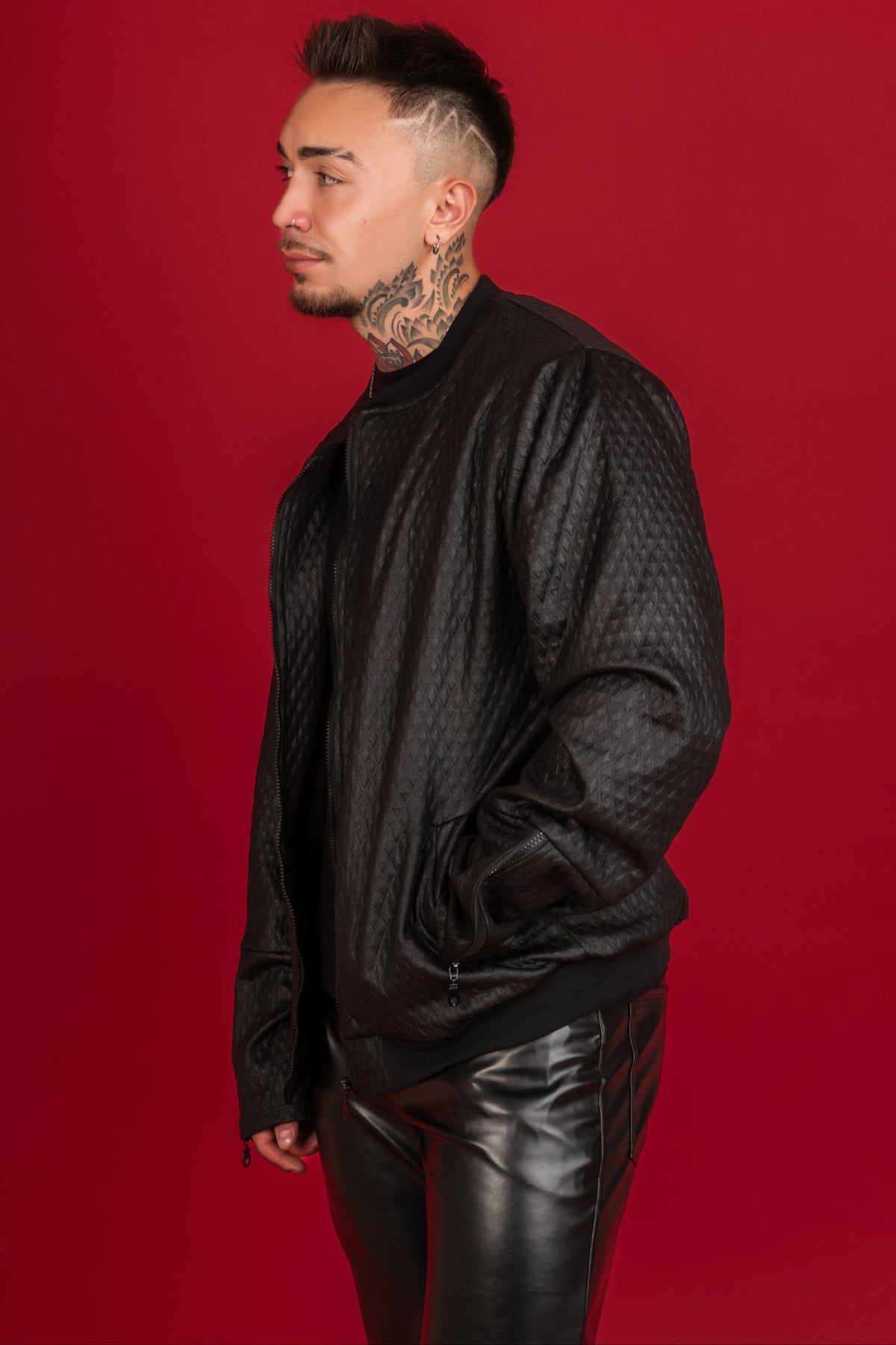 Chaqueta David Negra Cod516, vista lateral