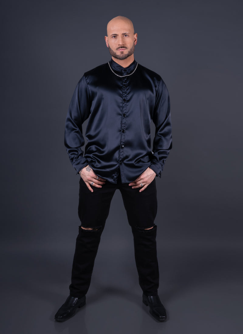 CAMISA DUBAI SATÍN NEGRO ACERO Cod5441
