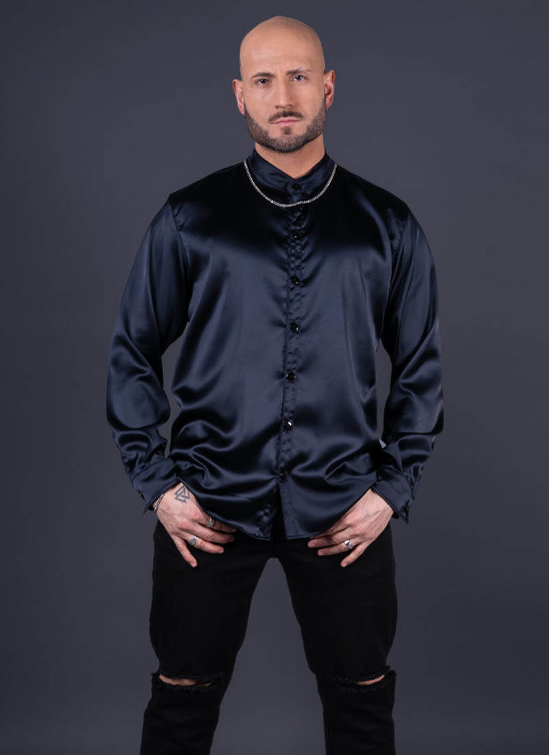 CAMISA DUBAI SATÍN NEGRO ACERO Cod5441