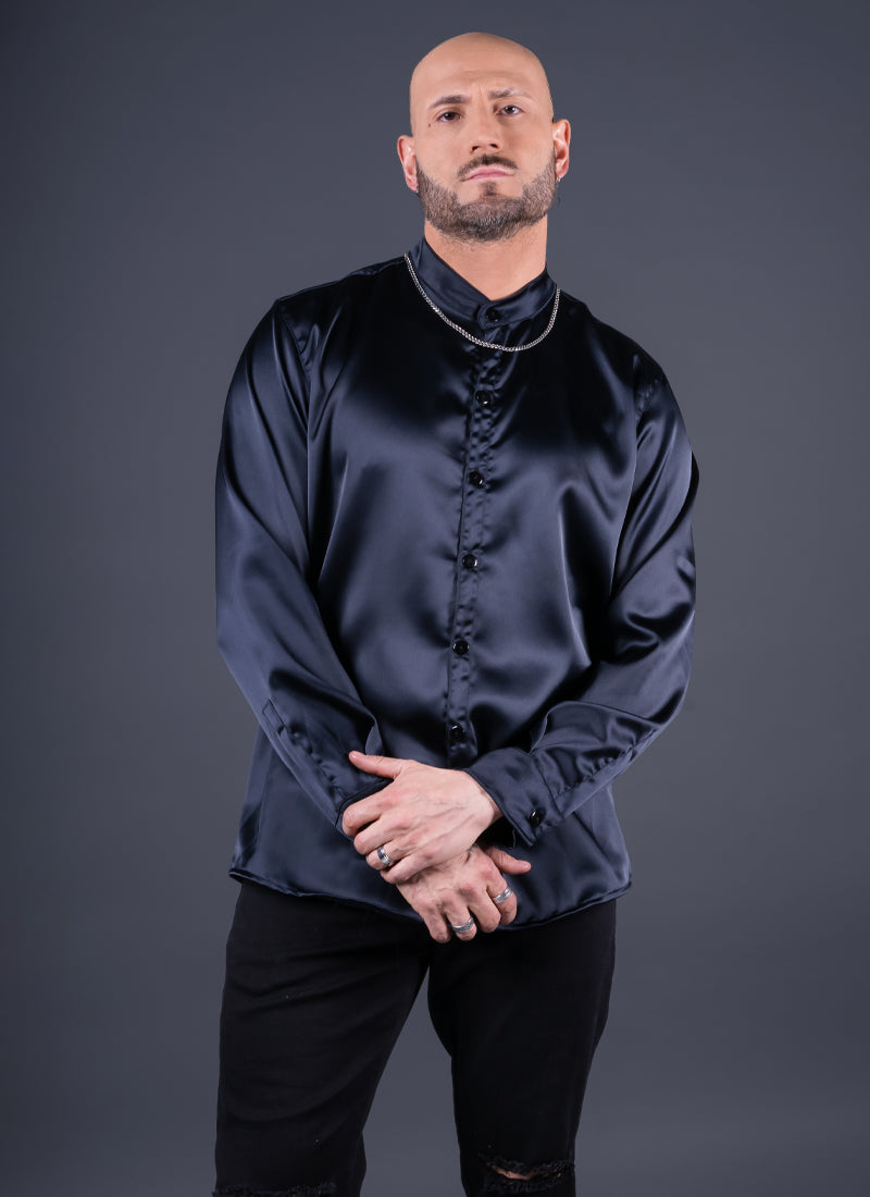 CAMISA DUBAI SATÍN NEGRO ACERO Cod5441