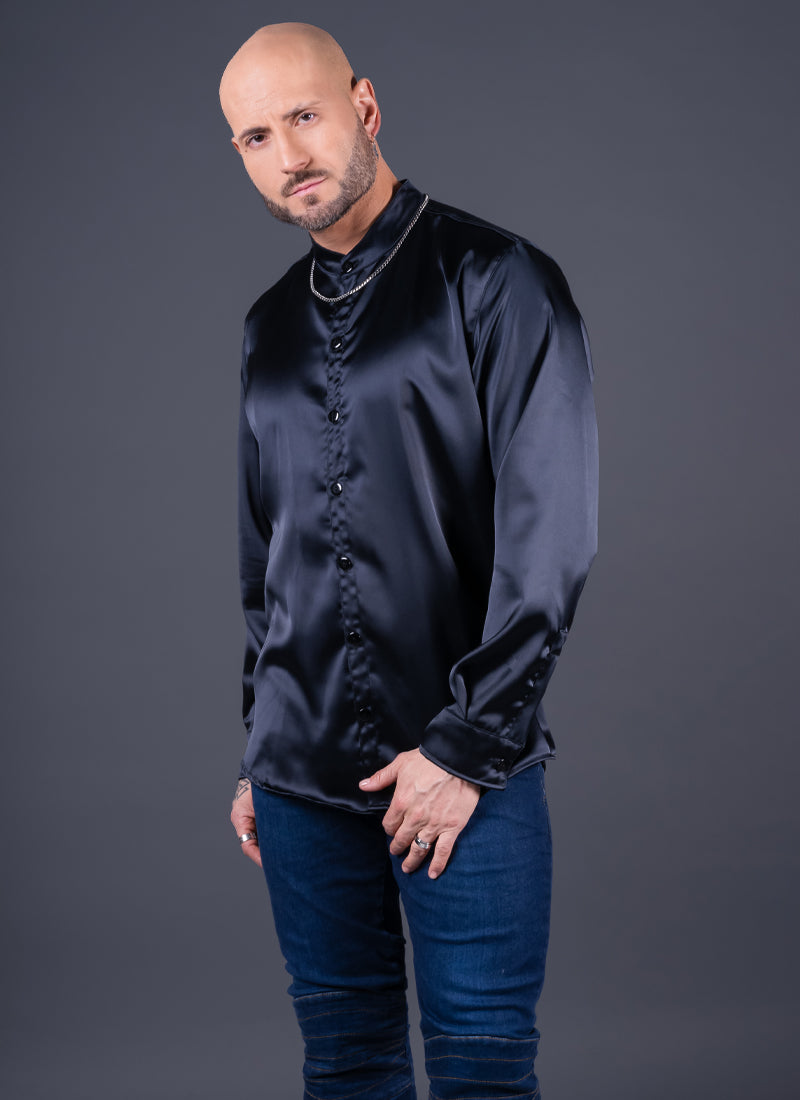 CAMISA DUBAI SATÍN NEGRO ACERO Cod5441