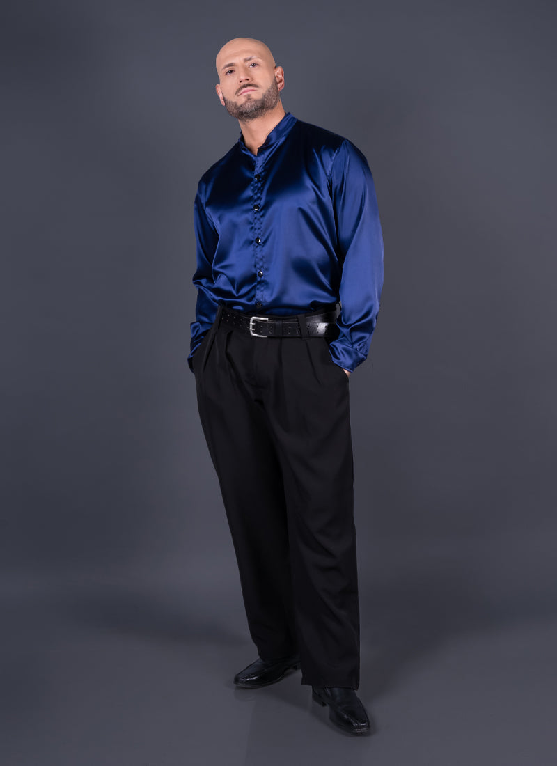 CAMISA DUBAI SATÍN AZUL MARINO Cod5439