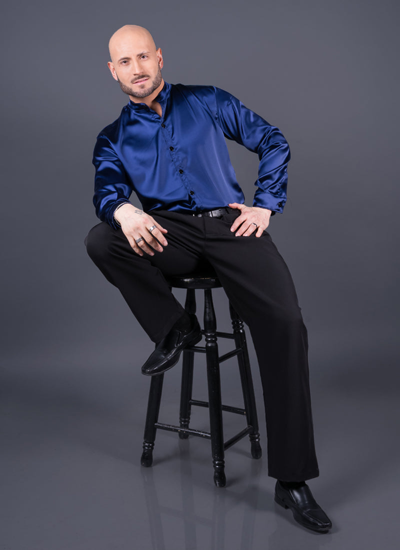 CAMISA DUBAI SATÍN AZUL MARINO Cod5439