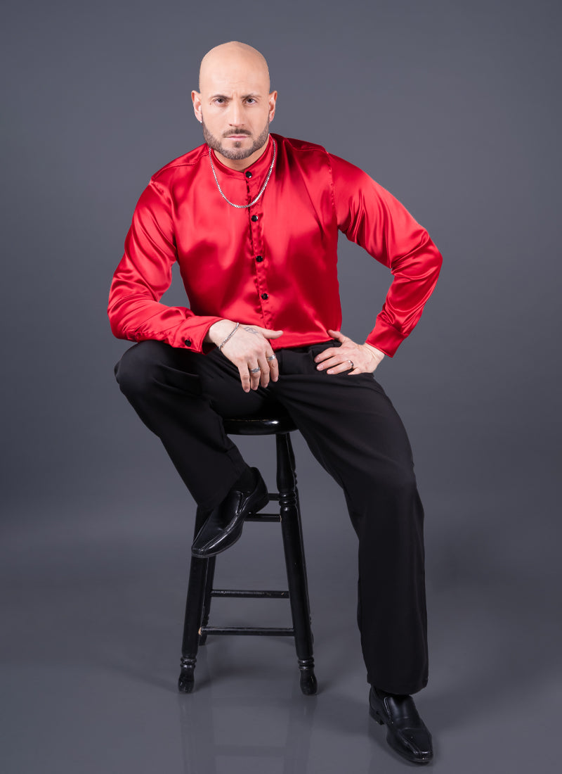 CAMISA DUBAI SATÍN ROJO Cod5437