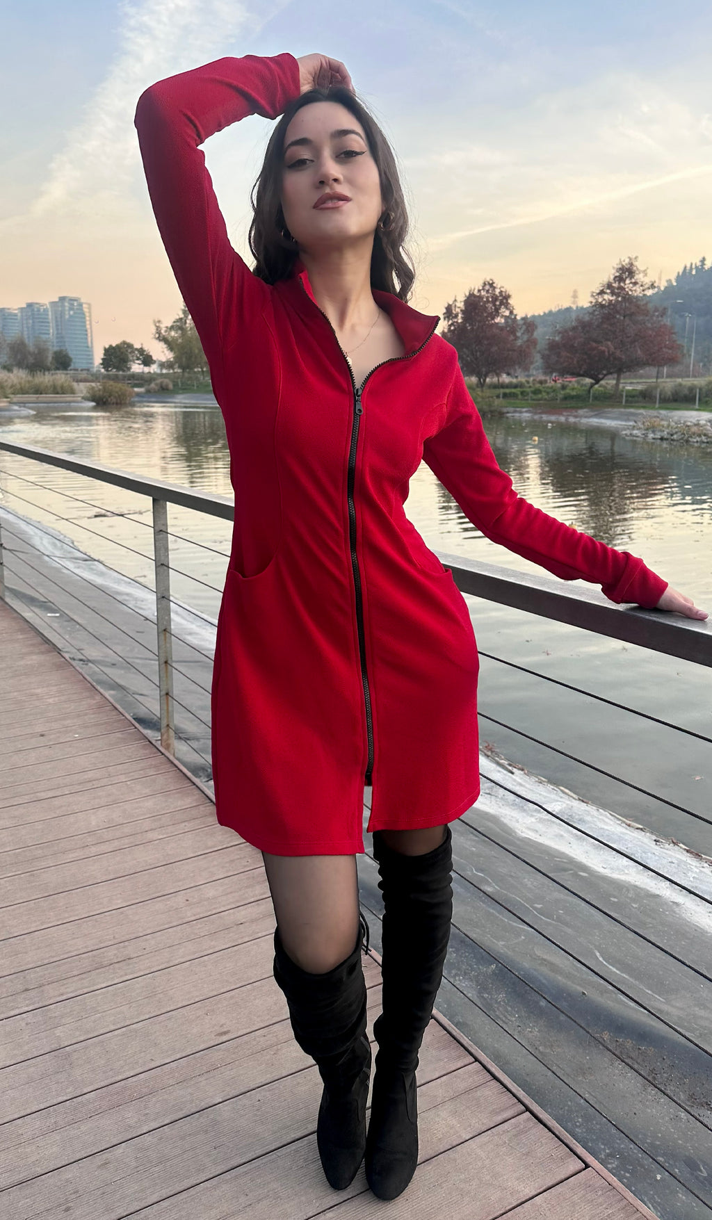 Tapado Vestido Rojo Sofía - exterior