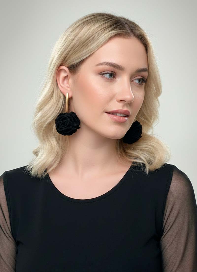 Aros Becky Dorado Negro Cod7896