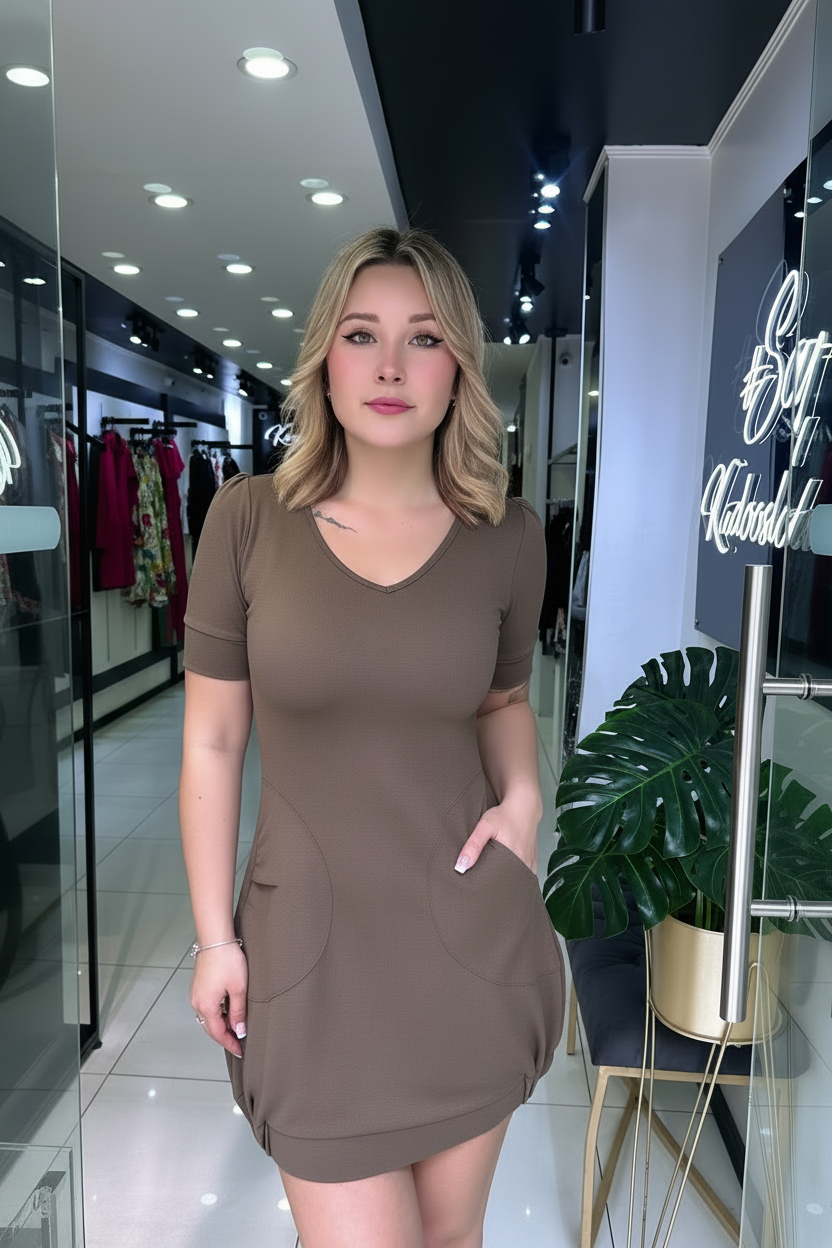 VESTIDO KATY TAUPE Cod6819